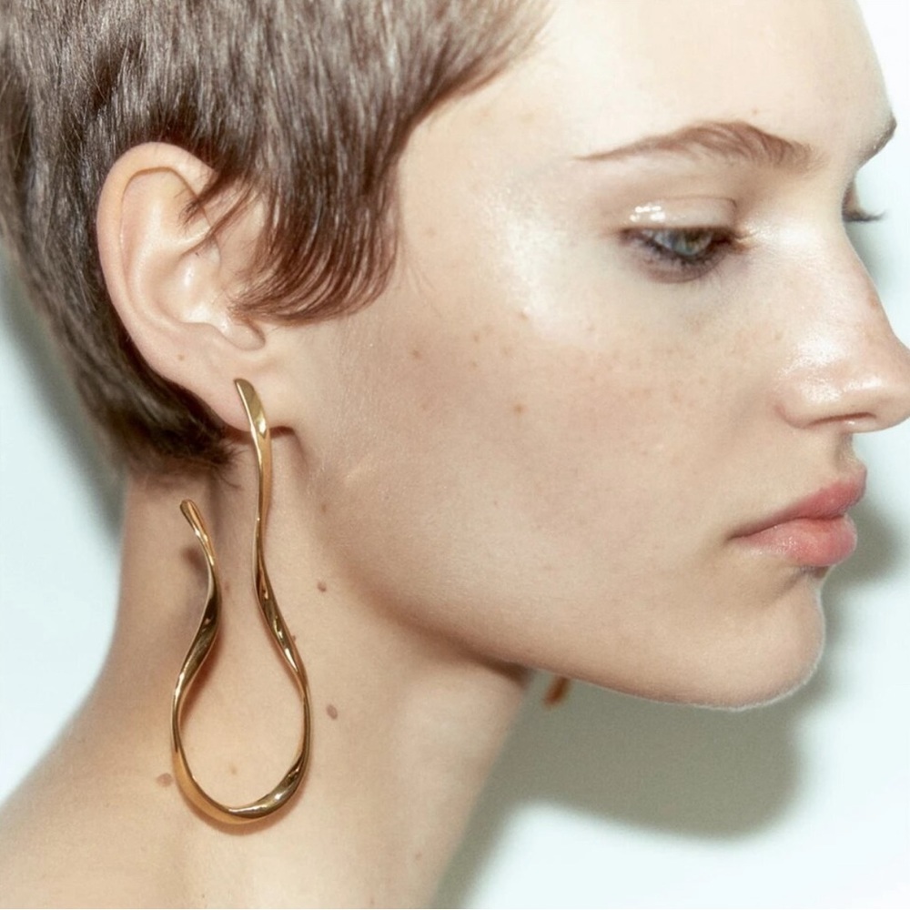 Zara Gold U Irregular Earrings